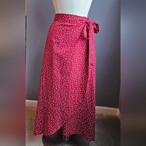Polka Dot Wrap Skirt - Red